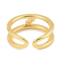 Bagues de manchette en laiton micro pavé de zircone cubique pour femmes&nbsp;RJEW-S392-22G