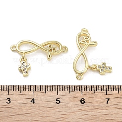 Enchapado en estante de latón micro pavé de circonita cúbica transparente infinito con conector de enlaces cruzados&nbsp;KK-Z064-31G
