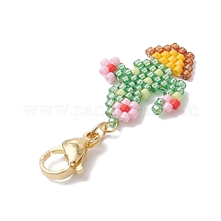 Decorazioni pendenti con perline di semi di vetro di cactus&nbsp;HJEW-SZ00033