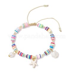 Braccialetti con ciondoli in turchese sintetico e perle finte ABS&nbsp;BJEW-JB12044-02