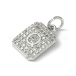 Placage de crémaillère en laiton micro pavé breloques en zircone cubique claire&nbsp;KK-G501-01Q-P