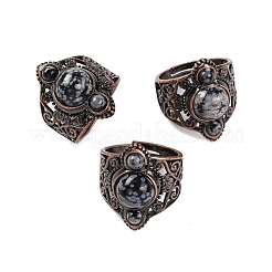 Anelli da dito retrò in pietra mista&nbsp;RJEW-B067-01R