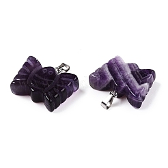 Pendentifs papillon sculptés en améthyste naturelle&nbsp;G-N342-01D