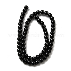 Natürliche schwarze Obsidian Perlen Stränge&nbsp;G-L632-A01-6mm