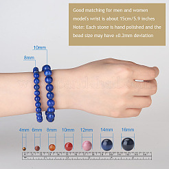 Lapis lazuli naturale perle rotonde si allungano i braccialetti&nbsp;BJEW-PH0001-8mm-02