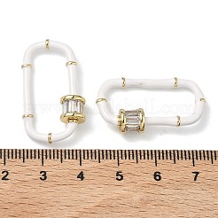 Moschettone di bloccaggio ovale in ottone micro pavé di zirconi cubici trasparenti&nbsp;KK-H256-01G-04