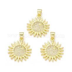Placage de crémaillère en laiton micro pavé pendentifs en zircone cubique claire&nbsp;KK-C011-13G