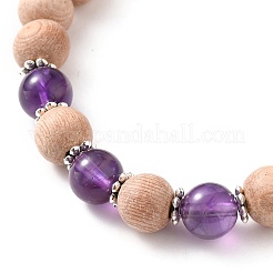 Naturelles améthyste bracelets en perles rondes extensibles&nbsp;BJEW-JB05607-02