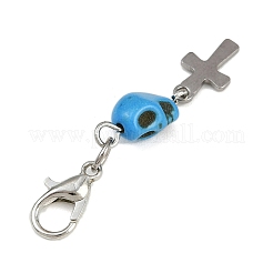 Décorations pendentifs tête de mort turquoise synthétique&nbsp;HJEW-JM03808-02