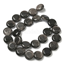 Natürliche silberglänzende Obsidian-Perlenstränge&nbsp;G-L648-B23-15mm-02