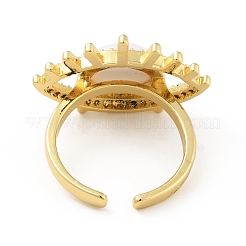 Anello a polsino aperto con sole e malocchio in zirconia cubica con smalto&nbsp;RJEW-B042-08G-02