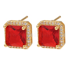 Aretes de latón con micro pavé de circonio cúbico para mujer&nbsp;EJEW-F418-14G
