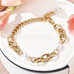304 Edelstahlkabel- und kubanische Gliederkettenarmbänder für Damen&nbsp;BJEW-C089-07G