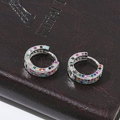 Boucles d'oreilles créoles en laiton micro pavé de zircons cubiques pour femmes&nbsp;EJEW-A167-19P-01