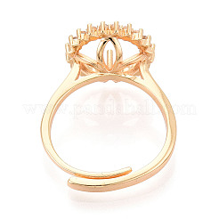 Runde verstellbare Ringfassungen aus Messing mit Mikropflaster und klarem Zirkonia&nbsp;KK-T076-28G