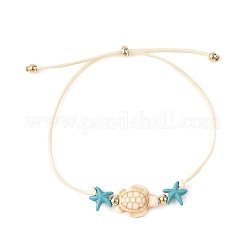 Braccialetti regolabili da donna in poliestere cerato con perline&nbsp;BJEW-JB14241-01