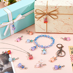 36 pièce de décorations de pendentif en alliage et acrylique en forme d'ange en forme de cœur&nbsp;HJEW-FH00116