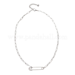 Colliers pour femmes avec pendentif épingle de sûreté en acier inoxydable 201 et chaîne trombone en acier inoxydable 304&nbsp;NJEW-JN06283-02