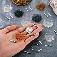 12 piatto di plastica in 3 colori e 36 pezzi di ornamenti in miniatura per stoviglie in resina in 3 stili&nbsp;DIY-TA0015-50