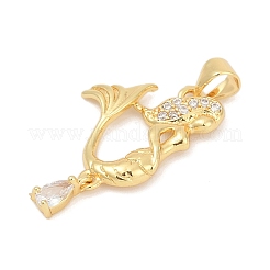 Pendentifs avec zircon cubiques à micro-pavés en laiton&nbsp;KK-D317-124G