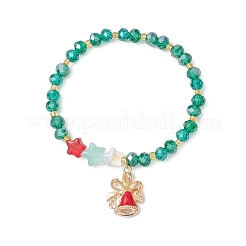 Bracelets à breloques en alliage émaillé sur le thème de Noël avec cloches de Noël&nbsp;BJEW-MZ00190-02