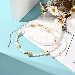 Collana di perle di perle naturali e conchiglie di ciprea per donne adolescenti&nbsp;NJEW-JN03731