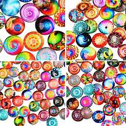 280pcs 4 Arten Glascabochons mit flacher Rückseite&nbsp;GGLA-SZ0001-32