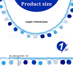 Rubans à pompons en polyester de couleur dégradée de 6.5 mètre&nbsp;DIY-GA0006-95B