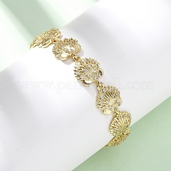 Messing-Gliederarmbänder mit Mikropflaster und klaren Zirkonia für Damen&nbsp;BJEW-H209-09A-G