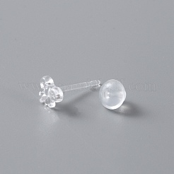 Pequeños aretes de resina con lazo y tuerca para mujer&nbsp;EJEW-WH0012-003C