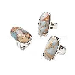 Natürliche Aqua Terra Jaspis Fingerringe&nbsp;RJEW-A068-04P