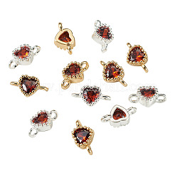 12 Stück 2 Farben Messing Pavé Zirkonia Herz Glieder Verbinder Charms&nbsp;KK-TA0003-48G