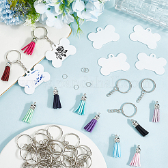 Kits de fabrication de porte-clés pendentifs en aluminium à transfert thermique double face vierges à faire soi-même&nbsp;DIY-SP0005-26C