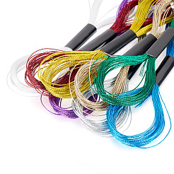 8 Strang 8 Farben 6-fädiges Polyester-Stickgarn in Metallic-Optik&nbsp;DIY-TAC0020-73