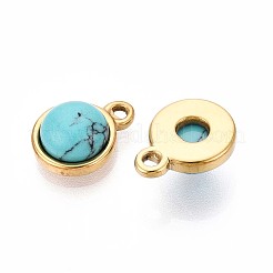 Synthetische türkise halbrunde Charms&nbsp;STAS-N109-213B-G