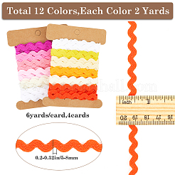 4 carte 2 styles de ruban de bordure à franges ondulées en polyester&nbsp;DIY-GF0009-48G