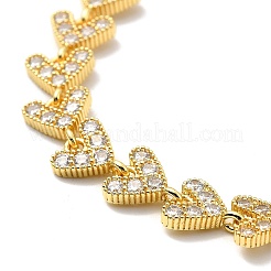 Bracciale a catena a maglie di cuore con zirconi cubici trasparenti&nbsp;BJEW-A132-07G