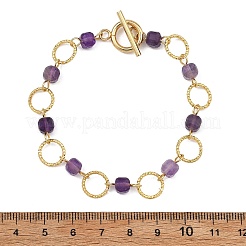 Bracciali da donna con anelli aperti in ottone e pietre preziose miste naturali&nbsp;BJEW-JB14116