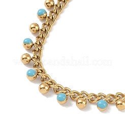 Goldfarbene 304 Edelstahl-Emaille-Armbänder mit gedrehter Kette&nbsp;BJEW-P321-02G