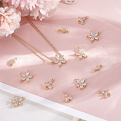 16 pièces 4 styles en laiton pavé clair connecteur de zircone cubique breloques&nbsp;KK-HY0004-39