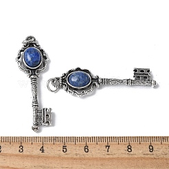Schlüssel Messing natürliche Lapislazuli große Anhänger&nbsp;KK-D361-01AS-29