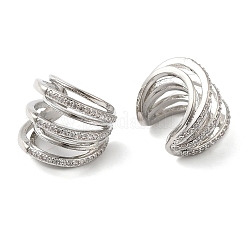 Orecchini da donna con polsino in ottone con micro pavé di zirconi trasparenti&nbsp;EJEW-B057-05P
