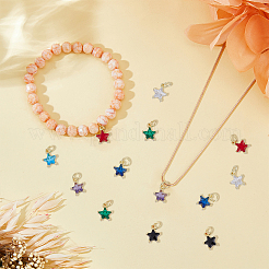 28 Stück 7 Farben Messing Zirkonia Charms&nbsp;KK-DC0003-71