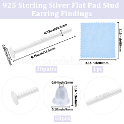 10 Paar 925 Ohrstecker aus Sterlingsilber mit flachen Pads&nbsp;STER-BBC0009-02