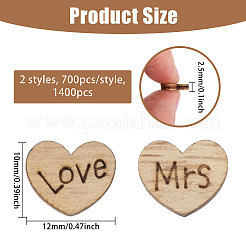 1400 Stück 2 Stile Herz Holz Bastelbedarf&nbsp;WOOD-GL0001-23