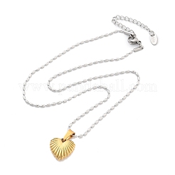 Colliers avec pendentif en forme de cœur rainuré en acier inoxydable 304 pour femmes&nbsp;NJEW-S439-03B-GP