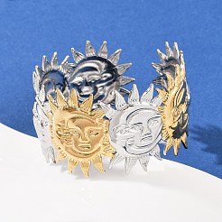 Braccialetti a polsino in acciaio inossidabile 304 per donna&nbsp;BJEW-G757-13GP