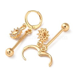 Brisur-Ohrringe mit Strass-Sonne und Herz&nbsp;EJEW-K256-39KCG