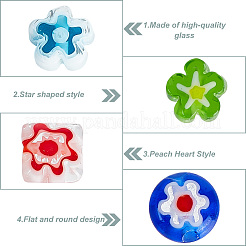 120 Stück 4 Stil handgemachte Millefiori-Glasperlen-Sets&nbsp;LAMP-GO0001-14