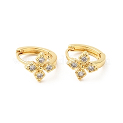 Boucles d'oreilles créoles fleur zircone cubique&nbsp;EJEW-G312-17G-02